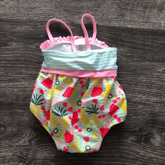 Pink teal & yellow pineapple swimsuit - Picture 2 of 3